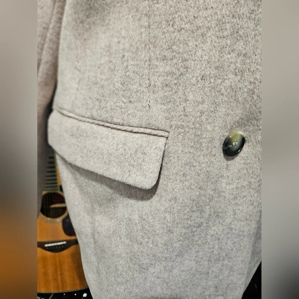 H&M Wool-Blend Tailored Coat – Light Beige Marl | Size 10.